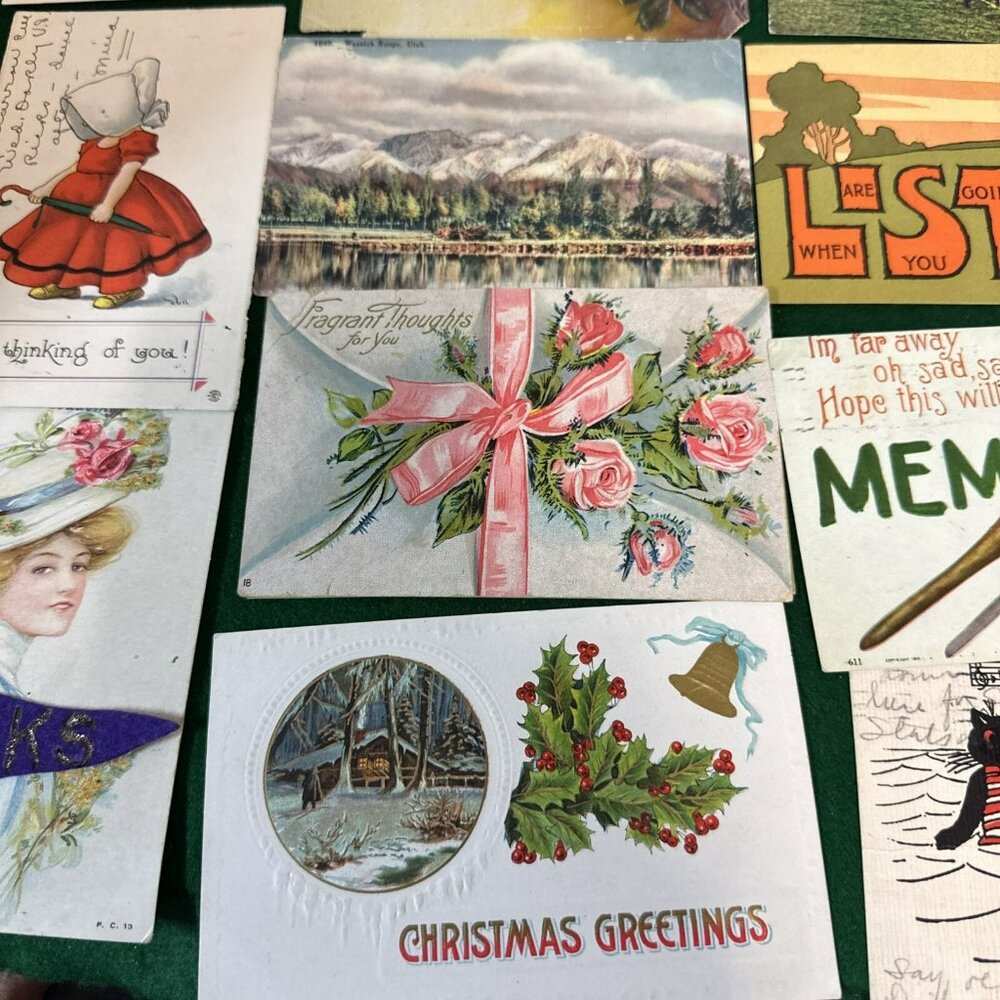 Antique Postcards with Memos and Postage Stamps 1908 through 1914 100 year old - Picture 7 of 16